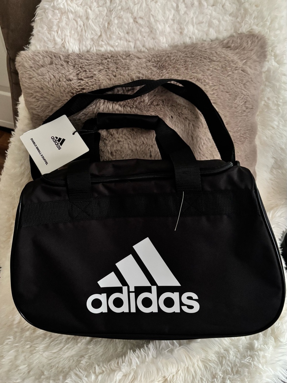 adidas Black Duffel Bag with White Logo